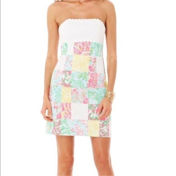 Lilly Pulitzer Franco Strapless dress patchwork 4